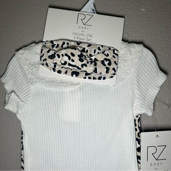 NEW Rachel Zoe baby girl leopard print 3 piece set infant size 3-6 months - Picture 2 of 5